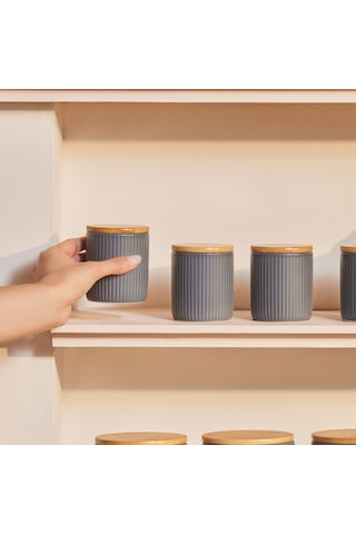 Karaca Massimo 7'li Seramik Vakum Kapaklı Baharat Takımı Antrasit Antrasit