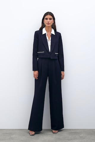Sateen Cep Taş Detaylı Kısa Ceket - Lacivert-135557 Lacivert