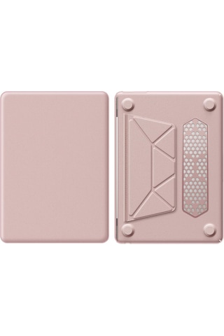 Macbook Uyumlu Air 15inç M2/m3 A2941 A3114 Kılıf Synthetic İpeksi Deri Standlı Havalandırmalı Kapak 2023 2024 Rose Gold