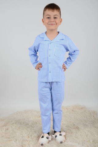 Lemoon Çizgili Düğmeli Çocuk Pijama Takımı C83294 001