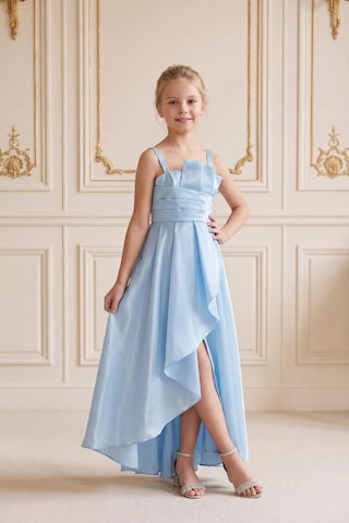 Kent Of Kids Kız Çocuk Abiye Bebemavi Uçuş Uçuş Monaray Kumaş Asimetrik Kesim Prenses Model Yırtmaçlı Abiye Elbise 10-15 Yaş Bebe Mavi