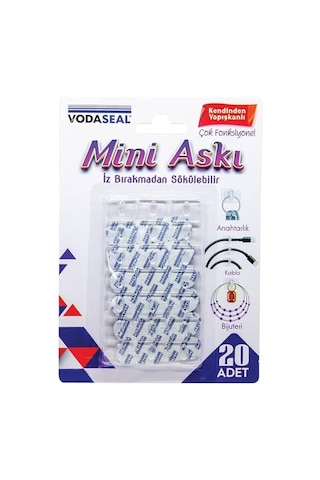 Yapışkanlı Banyo Lavabo Mutfak Askılık Şeffaf Plastik Sağlam Asma İz Bırakmayan Mini Askı 20 Adetli Set Genel