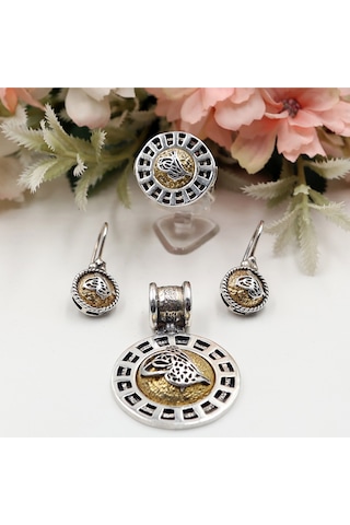 Özel Tasarım El Yapımı Tuğralı Takım Rose Gold - Gümüş