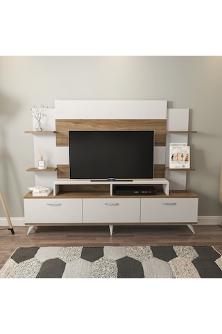 Decorotika Diana Tv Ünitesi Beyaz Ceviz Beyaz - Ceviz