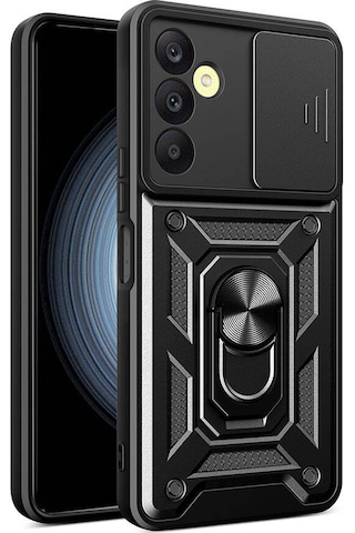 Zore Galaxy Uyumlu A25 Kılıf Magnetik Standlı Kamera Korumalı Sürgülü Vega Kapak - Siyah Siyah