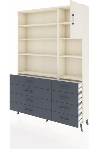 Arges Dolap 8 Raflı 8 Çekmeceli Tek Kapaklı 132x30x195 Aytaşı-aytaşı/antrasit Aytası/antrasıt