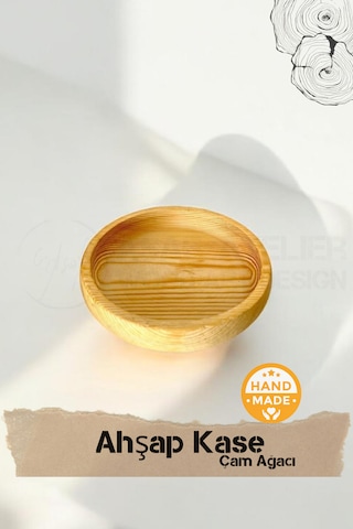 El Yapımı Çam Ağacı Ahşap Kase & Çerezlik 20 Cm