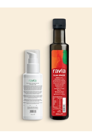 2'li Ürün - Ravla Elora Zeytin Yaprağı Ekstratlı Saç Bakım Yağı 100ml / Ravla Elma Sirkesi 250ml