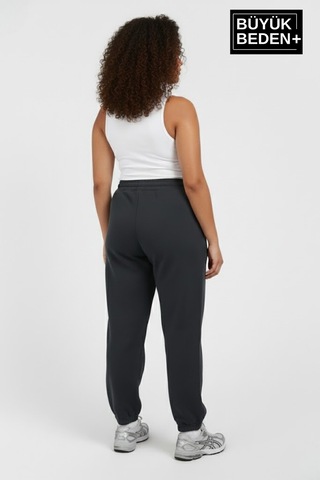 Süperlife Kadın Büyük Beden New York Paça Lastikli Rahat Kesim Jogger İnce Eşofman Altı Spr26beak951-5 Gri