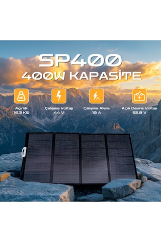 Taşınabilir Güneş Paneli 400w - Ip67 Su Geçirmez - 3 Açılı Ayar - Katlanabilen Güneş Enerjili Şarj Cihazı Sp400