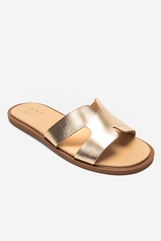 Luvishoes Bıora Altın Hakiki Deri Kadın Terlik