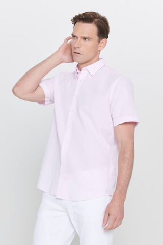 AC&Co / Altınyıldız Classics Erkek PEMBE Slim Fit Dar Kesim Gizli Düğmeli Yaka %100 Pamuk Gofre Desenli Gömlek Pembe