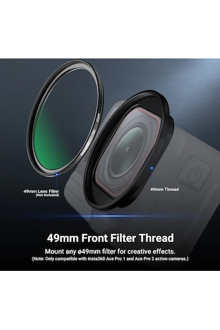 Neewer Insta360 Ace Pro 1/2 Uyumlu 49mm Filtre Adaptör Ve Lens Kapağı