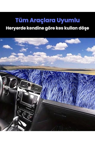 Pelüş Torpido Koruma Örtüsü Uzun Tüylü Mavi