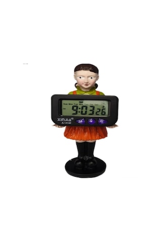 Gajeena Kore Dizi Enstitüsü Resin Dekoratif Dijital Saat, Koleksiyonerler İçin Dayanıklı Masaüstü Aksesuar Pil Hariç Siyah