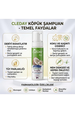 Tr Kedi Ve Köpekler İçin Su Gerektirmeyen Köpük Şampuan 200 Ml Beyaz