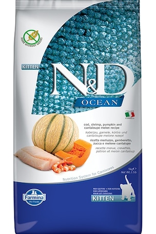 N&D Ocean Morina Balığı Balkabağı Karides ve Kavunlu Yavru Kedi Maması 5 KG