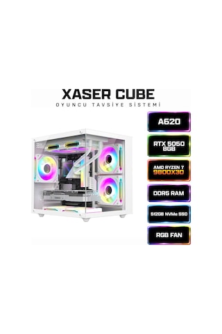 Xaser CUBE X260 R7-9800X3D 16 GB 512 GB M.2 NVMe SSD 8 GB RTX5050 Free Dos Masaüstü Oyuncu Bilgisayarı