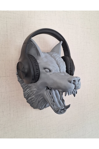 Gri Kurt - Duvar Dekorasyonu Ve Kulaklık Tutucu