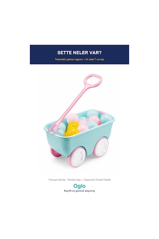 Gezgin Vagon Oyun Seti 24 Adet 7 Cm Renkli Top Turkuaz