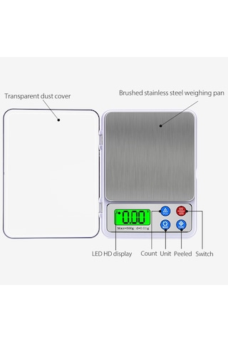 Sones Mh-555 600g X 0.01g Yüksek Doğruluklu Dijital Elektronik Taşınabilir Mutfak Terazisi Denge Cihazı 2.2 İnç Lcd Ekranlı