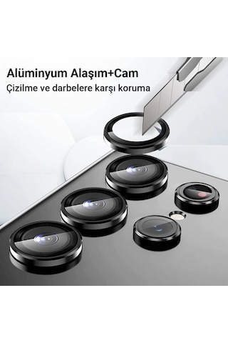 Samsung Galaxy Uyumlu Z Fold 5 Valdez Metal Kamera Lens - Siyah