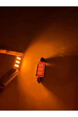39mm Sofit Led Ampul Turuncu 12 Led, Plaka Bagaj Tavan Aydınlatma 2 Adet
