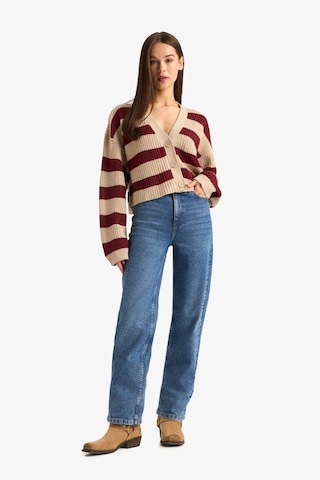 Defacto Regular Fit V Yaka Çizgili Triko Hırka Z8539az25wnbg644 Bej