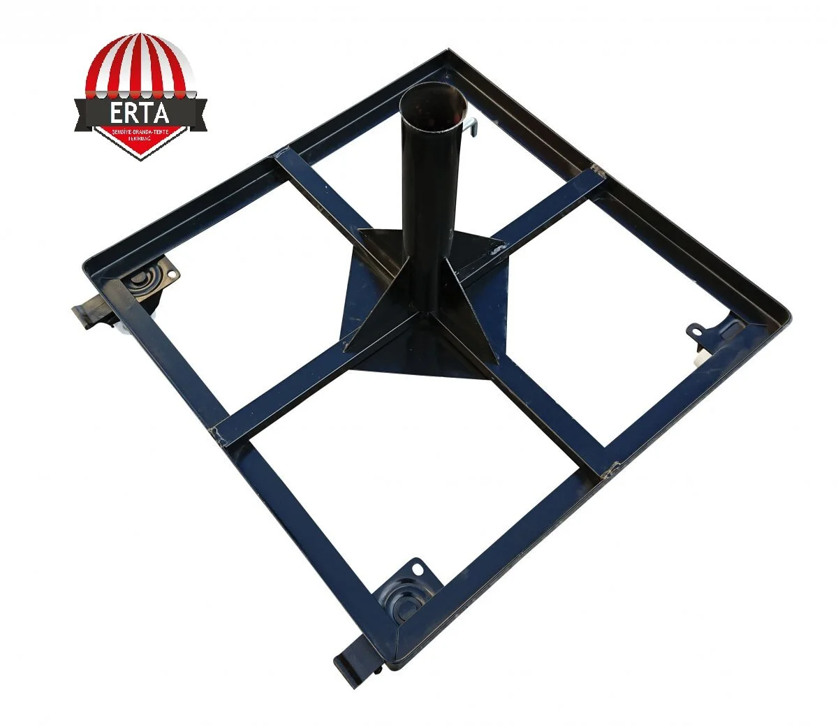 60 Cm X 60 Cm Mermerli Şemsiye Ayağı Altlığı Tekerlekli Stoplu Tüm Şemsiyelere Uyumludur Siyah