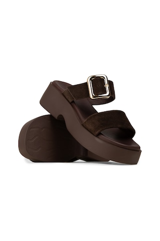 Deery Kadın Hakiki Süet Kahverengi Platform Sandalet - L2506zkhvp01