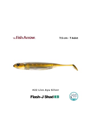 Fish Arrow Flash J Shad 7.5cm 3'' 22 Live Ayu Silver Silikon Balık 7 Adet