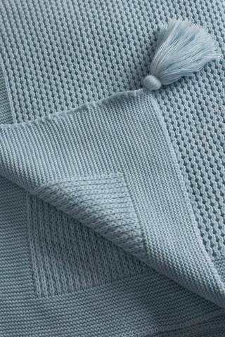 Miel Mavi Kenarı Ponponlu Tek Kişilik Battaniye 160x220 37121 Mavi