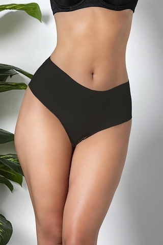 Fevien 3'lü Paket Dikişsiz, İz Yapmaz, Lazer Kesim, Yüksek Bel Slip Külot Siyah Brf21263 Siyah