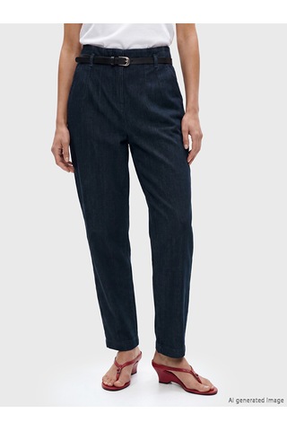 Lcwaıkıkı Classic İndigo Beli Kemerli Slim Mom Kadın Jean Pantolon