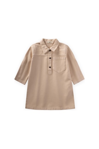 Boyalı Gabardin Elbise 2-7 Yaş Bej Bej