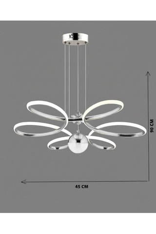 Suyolu Krom Mutfak Salon Oturma Yatak Odası Modern Metal Led Beyaz Işık Avize Gri