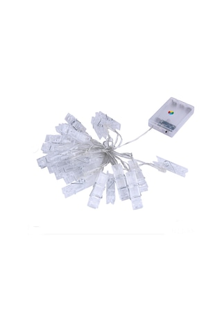 Ximistore9 Mavi 20 Led Fotoğraf Klipsli Pilli Işık Zinciri - Ev İçi Bayram Dekorasyonu Noel Ağacı Işıklı Zincir