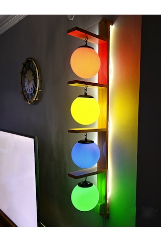 Dekoratif 4 Lü Duvar Yan Ledli Aplik 4 Renkli Aydınlatma