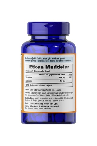Puritan's Pride Vitamin C 500 Mg With Rose Hips 90 Tablet