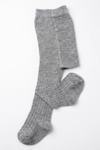 Cocole Socks Kız Bebek Külotlu Çorabı Pamuklu Gri Derby Çizgili 0-24 Ay