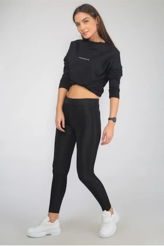Artisan Underwear Kadın Siyah Yüksek Bel Parlak Disco Taytsiyah 36 Siyah