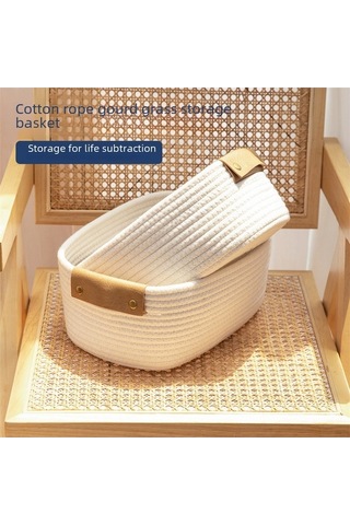 Besthome1 Organik Pamuk İpi Sepeti - 100l, Ev Dekoru, Kitap-elbise Saklama, Evcil Kullanım, Beyaz Örgü