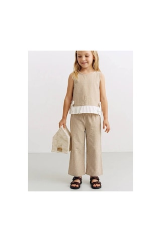 Poala Kids Paris Brown Kareli Takım Kahverengi