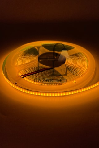 12v 8mm 320 Ledli Esnek Cob Şerit Led Sarı Amber Ip20 5 Metre