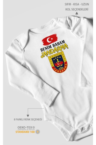 Morivokids Benim Babam Jandarma Uzun Kollu Bebek Body %100 Pamuk Beyaz