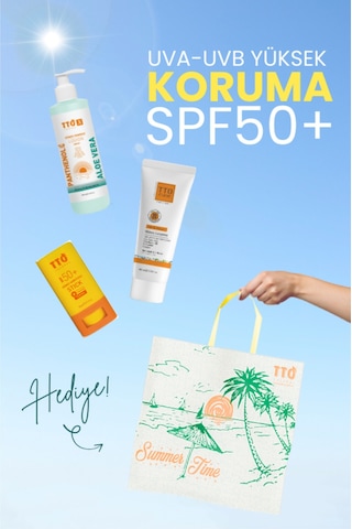 Tto 3’ Lü Güneş Bakım Seti Spf 50 Güneş Kremi Stick Güneş Sonrası Losyon