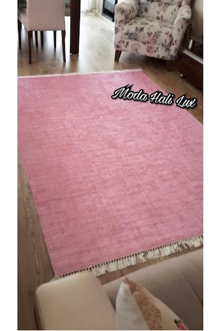 Pembe Kaymaz Taban Halı Kilim Yolluk Düz Pembe