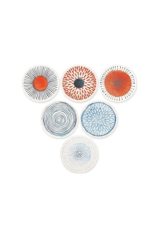 İçecekler İçin 6'lı Bardak Altlığı Seti Emici Yuvarlak Seramik Taş Bardak Altlığı Çok Renkli
