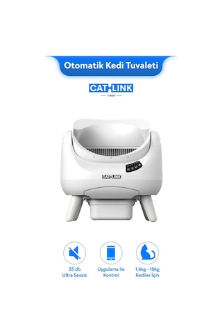 Catlınk Üstü Açık Otomatik Kedi Tuvaleti, Beyaz-scooper Open-x