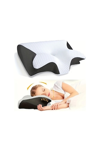 Maxaccess Gri Konforlu Hafıza Köpük Boyun Yastığı Yandan Ve Sırtüstü Yatanlar İçin Destek